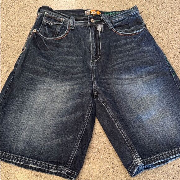 AKADEMIKS Baggy Y2K Hip Hop Streetwear Dragon Embroidery Tiger Patch Jorts Short - Picture 7 of 17